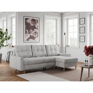 MKS MÖBEL Ecksofa COLIN, Set, mit Schlaffunktion, Skandinavisches Ecksofa, Holzbeine, zum Wohnzimmer grau