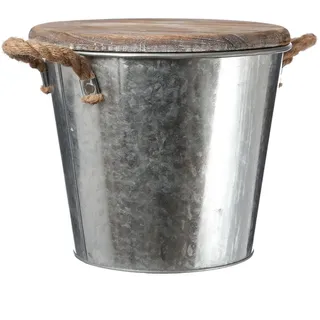 Citronella Kerze Wachs in Zinktopf Ø 25 cm x 23 cm - Silber/Braun/Weiß