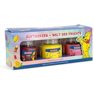 Haribo TM Duftkerzen Geschenkset Gelb,Lila,Orange