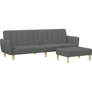 vidaXL Schlafsofa 2 Sitzer mit Fußhocker, Bettsofa mit Holzrahmen, Tagesbett für Wohnzimmer, Schlafcouch Klappsofa, Modern, Dunkelgrau Stoff