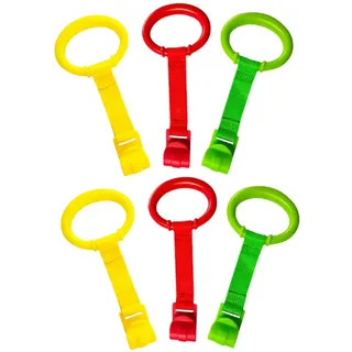 Babybett Stehringe 6 Stück aus Kunststoff, Sichere Haltegriffe | Braided Strap, für Babybett und Gitter, Drinnen im Laufgitter, Portable Aufbewahrung, Weihnachten Party