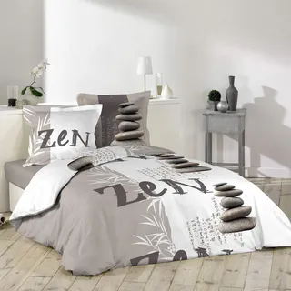 Douceur d'Intérieur 1641550 Zen Pebble Bettwäsche mit 2 Kissenbezügen, Baumwolle, mehrfarbig, 240 x 220 cm