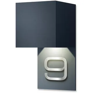 Metzler LED Hausnummer Lumic – Außenleuchte mit integrierter Hausnummernschild, Anthrazit RAL 7016, 10x10x20 cm