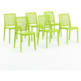 RATTATAN 6er-Set stapelbare Stühle aus Polypropylen mit Glasfasern für Außenbereich und Garten, Bar und Restaurant, Küche modernes Design - ANNA - Limette