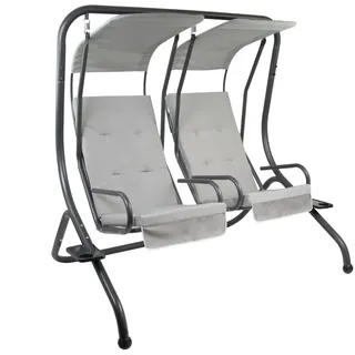 bellavista® Home & Garden 2-Sitzer Hollywoodschaukel mit Rückenkissen und Getränkehalter, ca. 183 x 136 x 171 cm - Anthrazit