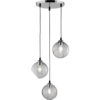 Trio Clooney 3-flg. Ø 35 cm rund Chrom, Rauchglas
