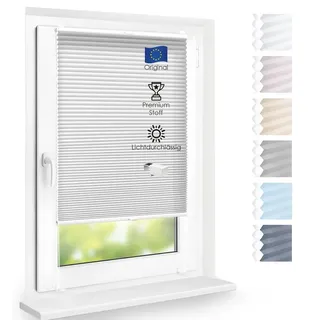 DomDeco Wabenplissee Premium Plissee ohne Bohren, lichtdurchlässig, Sichtschutz, verspannt, blickdicht, Klemm- und Schraubmontage, UV-Schutz, Klemmfix ohne Bohren, modernes Fensterplissee, blickdicht grau 110 cm x 190 cm