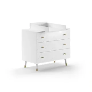 58aufmkessel Wickelkommode, Kamillah 100x89x57 aus MDF in Satin Weiß