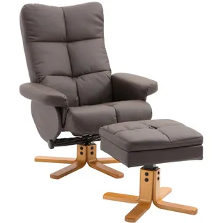Homcom Relaxsessel Kunstleder 80 x 99 x 86 cm Braun mit Hocker