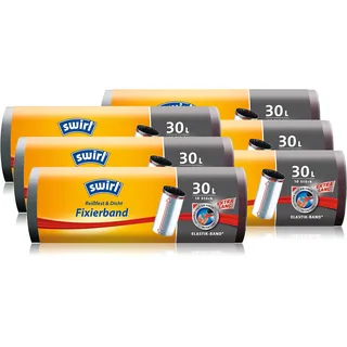 Swirl 30l Fixierband Müllbeutel extra-lang, 6er Pack (6 x 1 Stück)