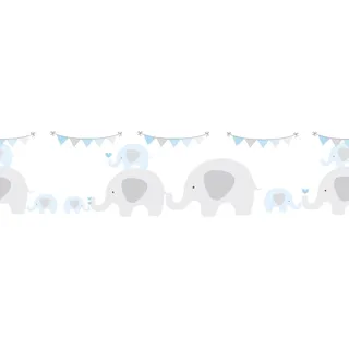 Bricoflor Baby Tapeten Bordüre mit Elefanten Kinderzimmer Tapetenbordüre  Selbstklebend Gut für Babys Vlies Kindertapete mit Tieren für  Jungenzimmer