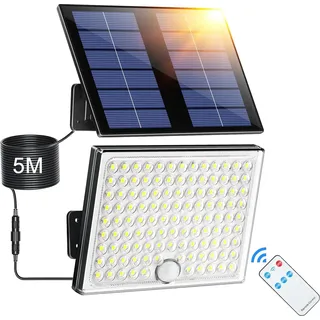 113-led-solar-außenstrahler Mit Bewegungsmelder – 1 Stück – Abs Und Glas – Ip65 Smart Lighting – Garten, Einfahrt, Garage – 5 M Kabel