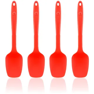 Kochblume Flexlöffel S 4er Set | Premium-Silikon & BPA frei| Hitzebeständig | Spülmaschinenfest (Rot)
