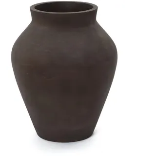 Hometopia Vase, Dunkelbraun, Naturmaterialien, Beton Optik, Rund, 40 cm, Dekoration, Vasen, Keramikvasen