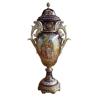 Casa Padrino Dekoobjekt Luxus Barock Porzellan Vase mit Deckel H. 126 cm - Limited Edition