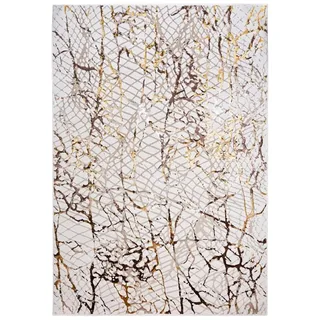Mazovia Designteppich Modern Teppich für Wohnzimmer - Glänzende Beige Creme mit Gold, 80 x 150 cm beige|braun 80 x 150 cm