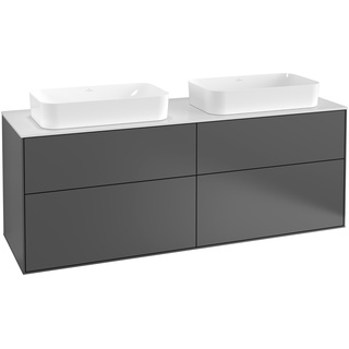 Villeroy & Boch Waschtischunterschrank „Finion“ für Schrankwaschtisch 160 × 60,3 × 50,1 cm 4 Schubladen, für 2 Waschbecken, inkl. Beleuchtung in links und rechts