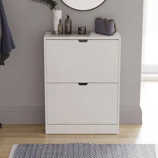 Vida Designs Schuhkipper mit 2 Klappen | 80 H x 60 B x 24 T cm | Weiß | Platzsparender Schuhschrank für bis zu 10 Paar Schuhe | Kippschutz | Flurmöbel für Eingangsbereich