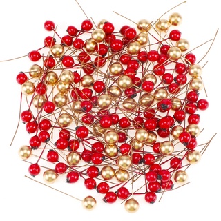HOWAF 150 Stücke Weihnachten Holly Beeren deko Rot und Gold Mini Künstliche Beeren zum Basteln für Weihnachten Dekorationen adventskranz Weihnachtskranz Deko Kranz Supplies Machen