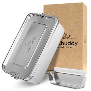 Foodbuddy® Premium Seidenglanz Edelstahl Brotdose | 1400ml Lunchbox inkl. Trennwand und tollen Rezepten | Auslaufsichere Bentobox | Jausenbox Kinder | Vesperbox