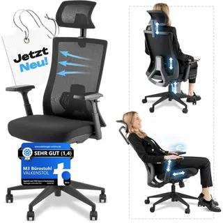 VALKENSTOL M3 - Ergonomischer Bürostuhl Allrounder mit Designanspruch - Pro Schwarz