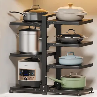 devesanter Topf Organizer mit 7 verstellbaren Fächern für Küchenschrank | Robustes Pfannenregal zur Aufbewahrung unter der Spüle,ideal für Töpfe,Deckel und Kochzubehör mit platzsparendem Design