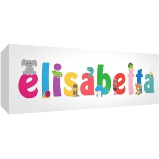 Little Helper Wandschmuck"Baby/Taufe Geschenk, Position personalisierbar mit Namen Mädchen Elisabeth 5 x 15 x 2 cm mehrfarbig