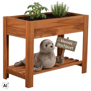 Mr. Deko Hochbeet Kräuter Teak 80 x 40 x 80 cm Beige