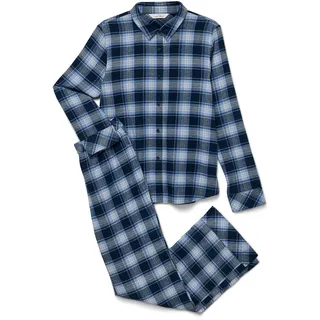 Tchibo - Flanell-Pyjama-Set - Damen - Gr. 34 - blau/kariert