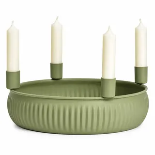Adventskranz Schale aus Metall in Salbei-Grün ? Individuell Dekorierbar für 4 Stabkerzen - Weihnachts-Gesteck Ø 28cm Deko-Kranz Kerzenhalter Weihnachten & Advent Weihnachts-Deko Wohungs-Dekoration