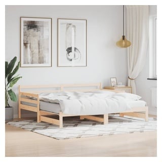 furnicato Bett Tagesbett Ausziehbar Weiß 80x200 cm Massivholz Kiefer braun