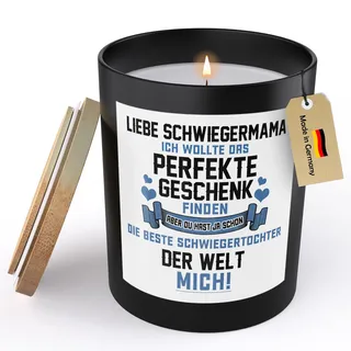 22Feels Schwiegermutter Geschenk von Schwiegertochter Spruchkerze "Ich Wollte Das Perfekte" Hochzeit Braut Geburtstag Muttertag Sojawachs Kerze Handgemacht Duft Nachhaltig - ZITRUS
