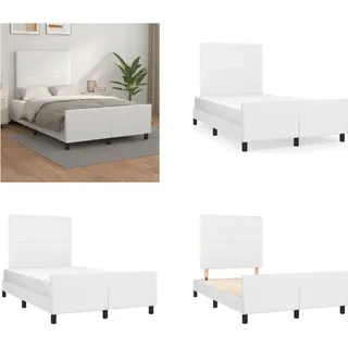 vidaXL Bettgestell mit Kopfteil Weiß 120x200 cm Kunstleder - Bettgestell Mit Kopfteil - Bettgestelle Mit Kopfteile - Bett Mit Kopfteil - Bettrahme... - Weiß