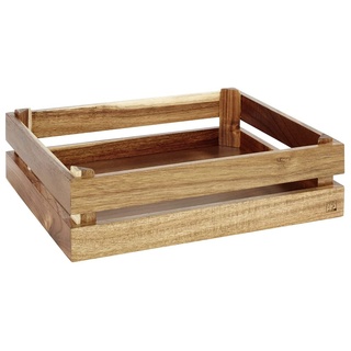 APS Holzbox -SUPERBOX-, Holzkiste, Weinkiste, Buffetbox, Dekoholzbox, Aufbewahrungskiste, Möbelkiste, 35 x 29 cm, H: 10,5 cm, Akazienholz, passend zu GN 1/2