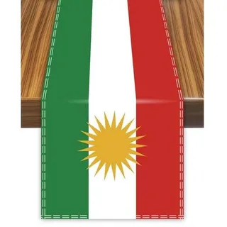 Tischläufer Kurdistan Flagge 30x180cm Samt Digitaldruck Doppelnähte