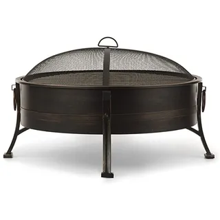 Blumfeldt 2-in-1 Feuerschale - Feuerschale für den Garten mit Edelstahl-Grillrost, Feuerschalen FireView Concept, Funkenschutz, Trageringe, Schürhaken & Grillrost, Stil: Catania, schwarz