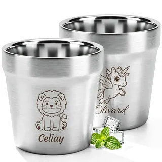 OXYEFEI Edelstahl Becher Kinder personalisiert mit Namen & Motiv graviert – Unzerbrechlicher Trinkbecher für Jungen & Mädchen – Geschenk zum Geburtstag, Kindergartenstart & zur Taufe
