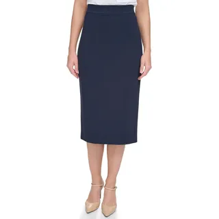 Tommy Hilfiger Damen Midi Ponte Skirt Rock, Mitternacht/Ausflug, einfarbig (Midnight//Getaway Solids), 40 - 40
