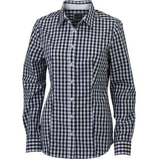 James & Nicholson Karo Bluse JN616 Black/White S