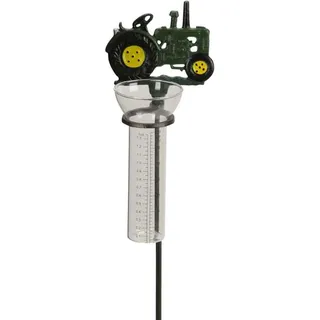 itsisa Regenmesser Gartenstecker Traktor H:84 cm aus Gusseisen - Deko Niederschlagsmesser Trecker Garten, Bauernhof, Gartendeko, Metalldeko