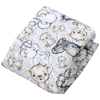 TupTam Baby Krabbeldecke 120x120 cm – Gepolstert, weich, Baumwolle, Farbe: Rund 120 cm/Safari