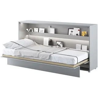 Meblini Schrankbett, Grau, Holzwerkstoff, 7-Zonen, Rechteckig, 90x200 cm, Schlafzimmer, Betten, Klappbetten