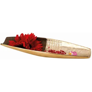 Mel O Design Moderne Deko Schale Obstschale aus Keramik Gold/braun Länge 36,5 cm