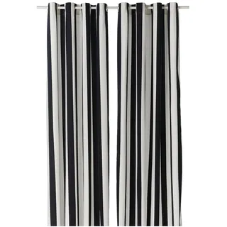 IKEA SLÅNHÖSTMAL 2 Gardinenschals weiß/schwarz Streifen/mit Ösen 145x300 cm