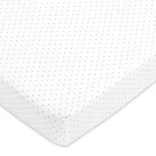 Pepi Spannbettlaken 60x120 Baby mit Gummi Dots White Kinder Bettlaken Baumwolle 100% für Babybett - Spannbetttücher für Baby - Anti allergisch Betttuch Baby Laken - Spannbettlaken Kinderbett