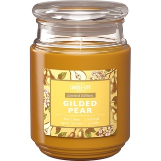 Candle-Lite Duftkerze im Glas mit Deckel | Gilded Pear | Duftkerze Fruchtig | Kerzen lange Brenndauer (bis 110h) | Kerzen Gold | Duftkerze Groß (510g)