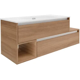Fackelmann Waschbeckenunterschrank,inks Vita 128,5 cm x 50 cm x 46 cm Oak/Weiß