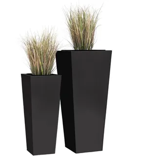 Blumenkübel Pflanzkübel schwarz Zink Rangoon 2er Set Schwarz 85/65cm