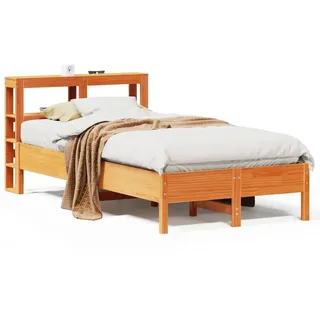 vidaXL Massivholzbett 100 x 200 cm Wachsbraun