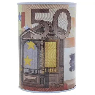 Spardose Metall Euro Design 50€ Geldscheine Motiv Sparbüchse Kinder Erwachsene